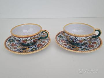 Ceramica Deruta 2 tazze da te the e 2 piattini