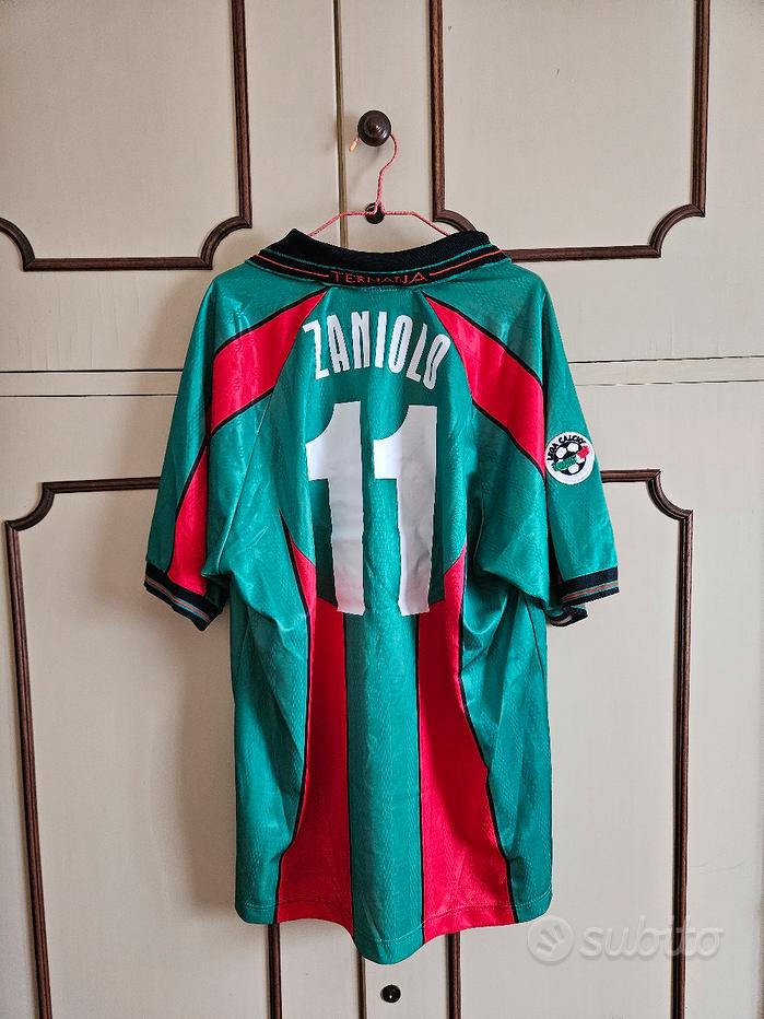Maillot De Football Sarzana Spezia Vintage - Jersey Rouge Et Noir N°8, Taille XL - Occasion Porté