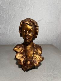 Scultura Testa fanciullo colore oro firmata "paul"