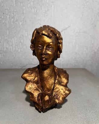 Scultura Testa fanciullo colore oro firmata "paul"