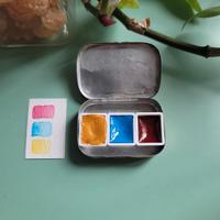 Micro palette colori acquerelli in latta vintage