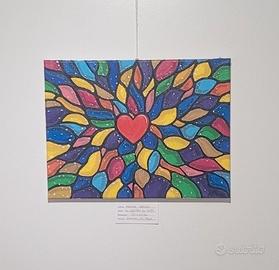 Quadro Dipinto A Mano 30x40 Cm Pop Art Love.
