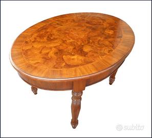 Tavolo ovale allungabile in radica  noce ferrarese