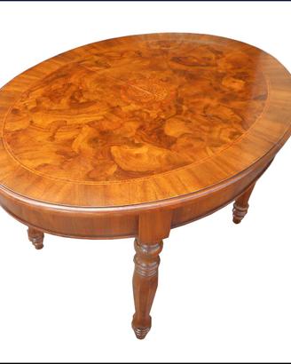 Tavolo ovale allungabile in radica  noce ferrarese