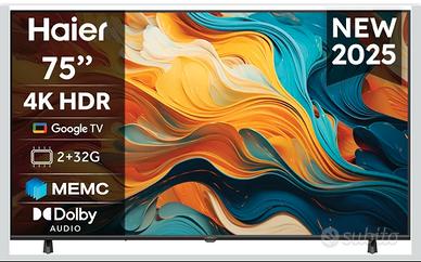 Haier LED 4K UHD H75K85FUX 75" Smart TV,Google2025