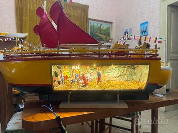 Barca con presepe realizzata a mano