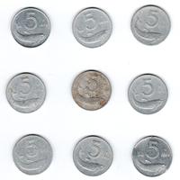 Lotto da 5 Lire + 1 Lira della Repubblica Italiana