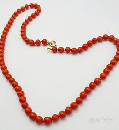 COD.XXX COLLANA CORALLO ROSSO CHIUSURA IN ORO 750