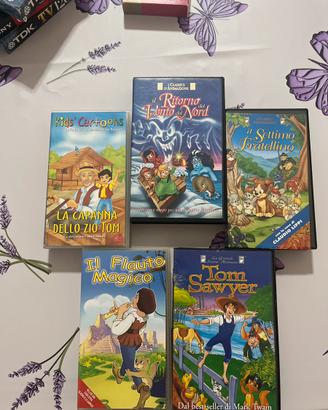 5 VHS cartoni animati vintage anni ’90