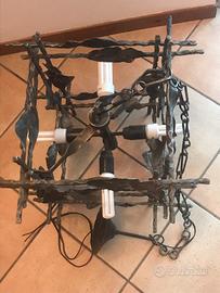 Lampadario ferro battuto