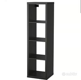 Mobile Kallax Ikea nero con piedini 4 ripiani