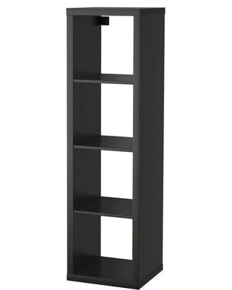 Mobile Kallax Ikea nero con piedini 4 ripiani