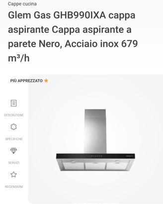 CAPPA GLEM GAS alta POTENZA ASPIRANTE 679 Mc/h