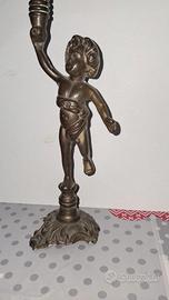 Candelabro Ottone Francese Putto 3 Fiamme 1930/40