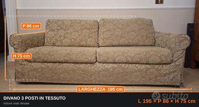 Divano letto 3 posti in tessuto