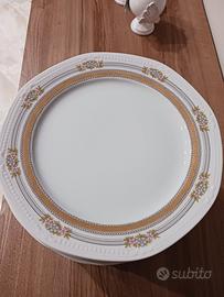 12 piatti piani  filo oro fine porcella tedesca