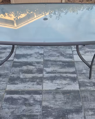 Tavolo da giardino in vetro + ombrellone nuovo