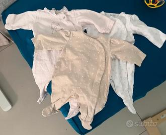 Blocco 14 tutine NUOVE maniche lunghe neonata