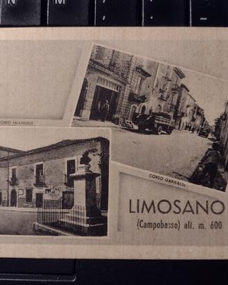 Vecchia cartolina di Limosano - corso e monumento