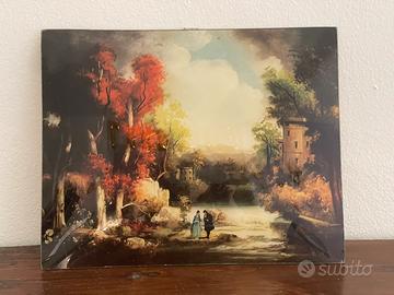 Quadro vintage su vetro bombato anni '70