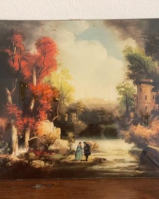 Quadro vintage su vetro bombato anni '70