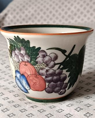 piccolo portavaso, cachepot, in ceramica decorata 