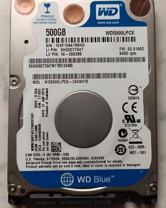 Hard Disk 2,5" SATA WD Blue 500GB + WD Scorpio 160