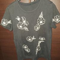 T-shirt maglietta a maniche corte Upim nera fiori