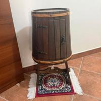 Mobiletto bar a botte in legno - stile rustico