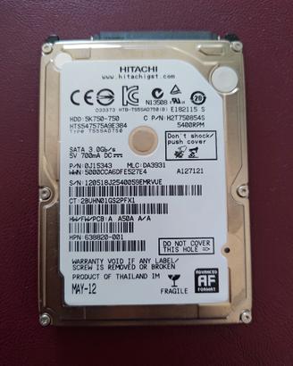 Hard Disk Interno 750GB HITACHI 2.5"