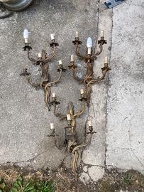 3 applique a braccio in ottone