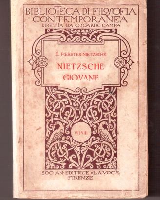 Nietzsche giovane Firenze La Voce 1924 prima ediz.