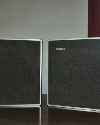 Casse stereo Philips vintage quadrate di legno