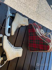 Pattini da ghiaccio Vintage con custodia