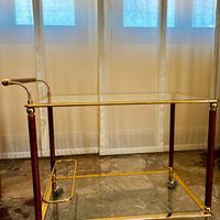 Carrello da servizio vintage in ottone, con ruote