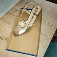 SANDALO IN PELLE LAMINATA E SWAROVSKI-TACCO 7 CM