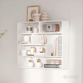 Libreria a Muro Moderna a 4 Livelli, Scaffale in L