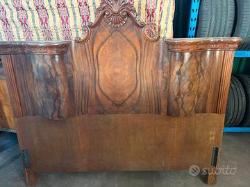 Letto matrimoniale vintage in radica