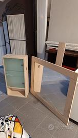 Mobiletto bagno legno chiaro con anta in specchio 