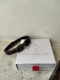 bracciale nero uomo con simbolo infinito