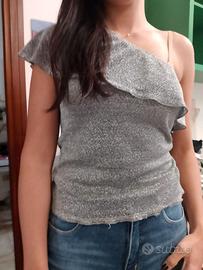 Blusa Monospalla elasticizzata in cotone