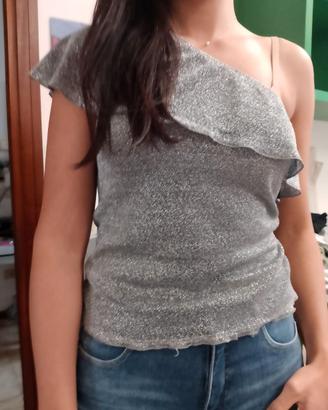 Blusa Monospalla elasticizzata in cotone