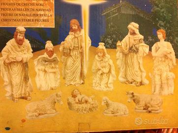 Presepe in alabastrino bianco H 10cm 10 pezzi