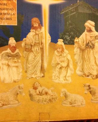 Presepe in alabastrino bianco H 10cm 10 pezzi