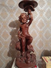 Angelo in legno portavaso