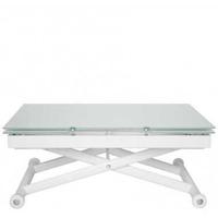 TAVOLO ALLUNGABILE IN CRISTALLO E ACCIAIO