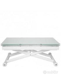 TAVOLO ALLUNGABILE IN CRISTALLO E ACCIAIO