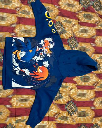 Felpa nuova Sonic BluKids originale con cappuccio