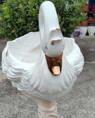 Cigno in ceramica bianca 