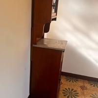 Raro Comodino da Notte Antico con Piano in Marmo